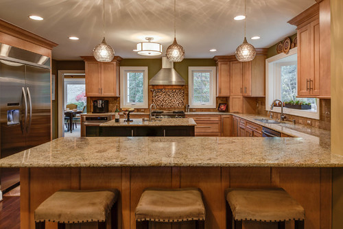 Kashmir Gold Granite Kitchen Countertops Design Ideas
